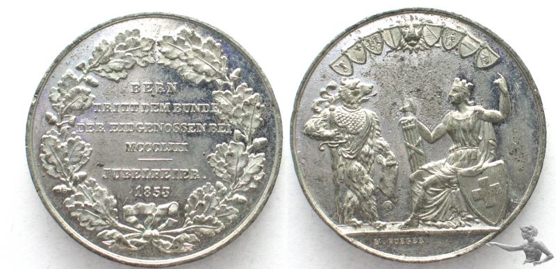 BERN Medaille 1853 500 JAHRE EINTRITT IN DEN BUND Zinn 40mm # 32129